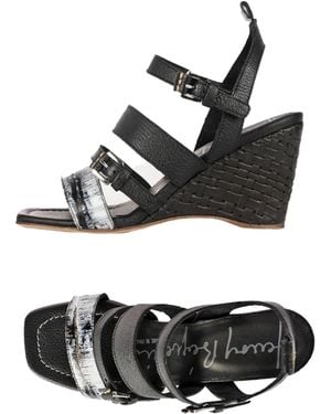 HENRY BEGUELIN ARCHIVE Wedge Sandal With Crocodile Martellato - Black
