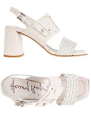 Henry Beguelin Buckle Heel Sandal Muflone Dama Laminato - White