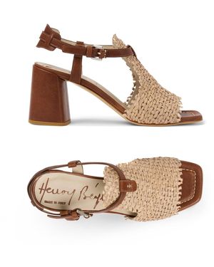 Henry Beguelin Heel Sandal Intreccio Madreperla - Brown