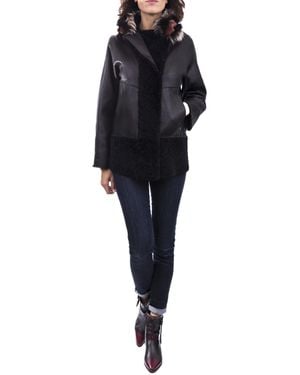 Henry Beguelin Reversible Lamb Jacket With Fur Pacaja Nero - Black