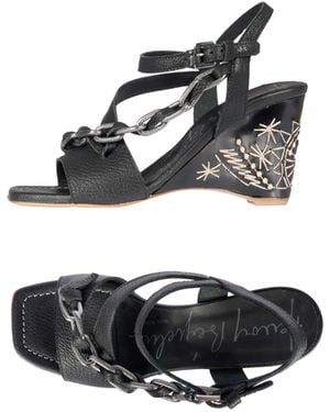 HENRY BEGUELIN ARCHIVE Wedge Jewel Sandal Martellato - Black