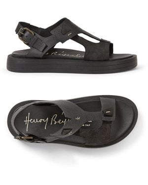 Henry Beguelin Muflone & Suede Sandal - Black