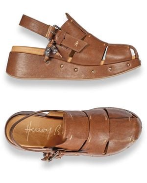 Henry Beguelin Slingback Wedge Old Iron - Brown