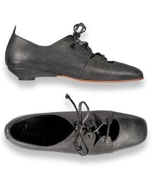 Henry Beguelin Lace-Up Low Heel Sbiancato - Black
