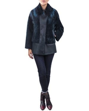Henry Beguelin Reversible Lamb Jacket With Fur Pacaja Baltico - Blue