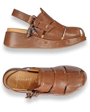 Henry Beguelin Slingback Wedge Old Iron - Brown