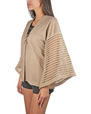 Henry Beguelin Suede And Crochet Kimono - Natural