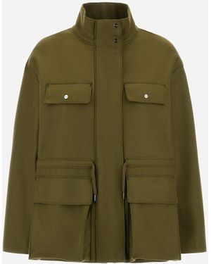 Herno Pure Wool Cloth Field Jacket - Green