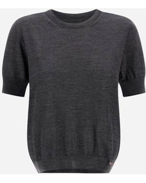 Herno Stocking-Stitch Extrafine Wool T-Shirt - Black