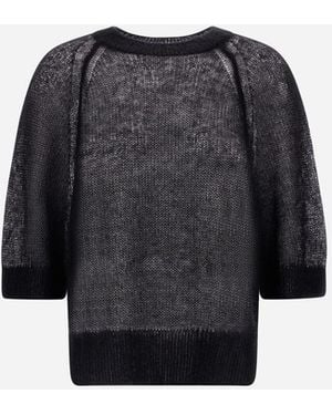 Herno T-shirt In Mohair Blend - Black
