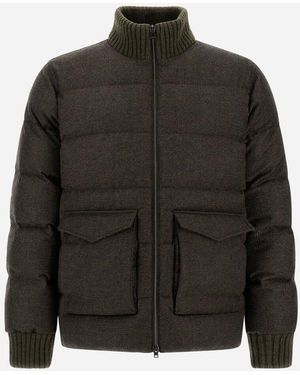 Herno Bómber De Wool Cashmere Glen Check - Black