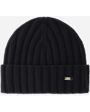 Herno Ribbed Wool Beanie - Black