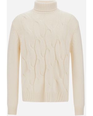 Herno Cable-Knit Wool Roll-Neck Jumper - White