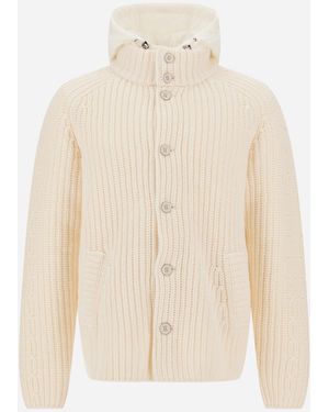 Herno Wool Jacket With Raised Texture And Cable-Knit Detailing - White