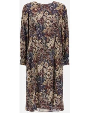 Herno Satin Dress With Floral Print - Blue