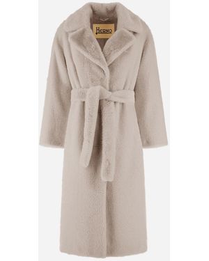 Herno CAPPOTTO IN SOFT FAUX FUR - Neutro