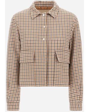 Herno Chaqueta Camisera De Wool Cotton Pied De Poule - Natural