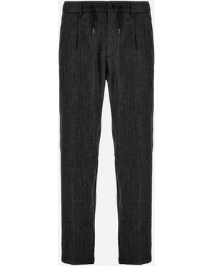 Herno Pantalones De Herringbone Wool Flannel - Black