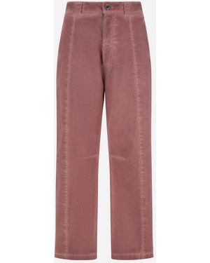 Herno Denim-Effect Gabardine Trousers - Red