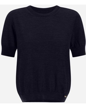 Herno Stocking-Stitch Extrafine Wool T-Shirt - Blue