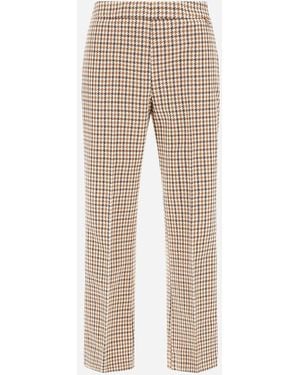 Herno Wool Cotton Pied De Poule Trousers - Natural