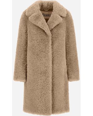 Herno Curly Alternative Fur Coat - Natural