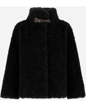 Herno Curly Alternative Fur Cape - Black