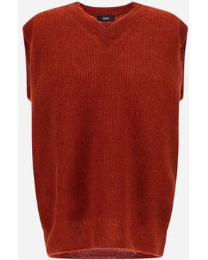 Herno Cob Stitch Alpaca Wool Vest - Red