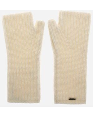 Herno Guantes De Cob Stitch Carded Wool - White