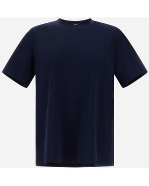 Herno T-shirt In Superfine Cotton Stretch - Blue