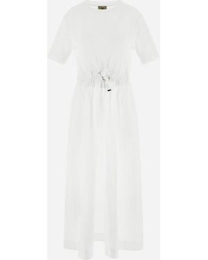 Herno ABITO IN GLAM KNIT EFFECT E TECHNO TAFFETÀ - Bianco