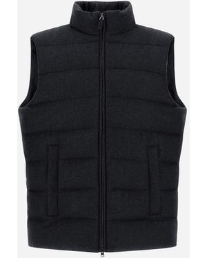 Herno Cashmere And Silk Vest With Monogram - Black