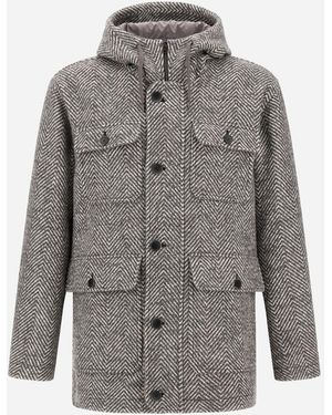 Herno Herringbone R-Wool Long Parka - Grey