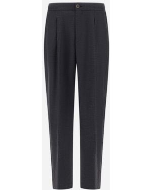 Herno Trousers In Fluid Wool - Blue