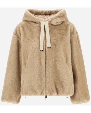 Herno Melange Alternative Mink Fur Bomber Jacket - Natural