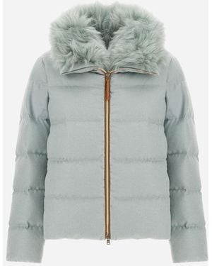 Herno Cashmere Silk And Monogram Jacket - Blue