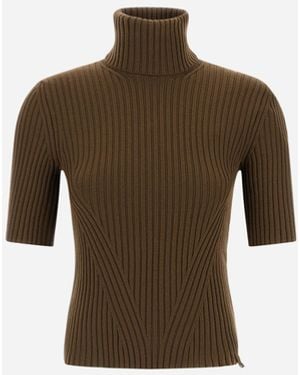 Herno Rollkragenpullover Aus Wolle Im Rippstrick - Braun