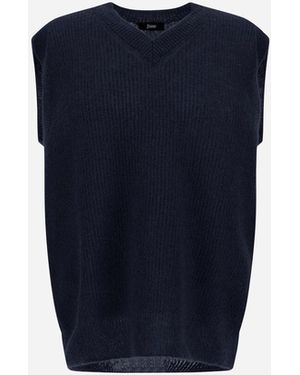 Herno Cob Stitch Alpaca Wool Vest - Blue