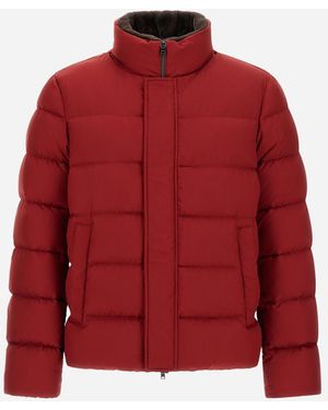 Herno Bomber Jacket In Arendelle And Faux Fur - Red