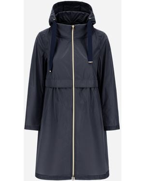 Herno New Techno Taffeta Long Parka - Blue