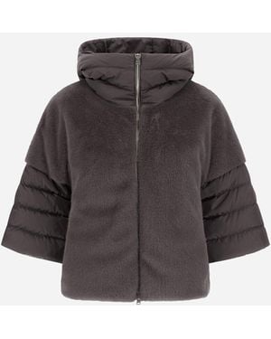 Herno Cape Aus Satin Und Lady Alternative Fur - Grau