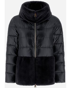 Herno CAPPA IN NYLON ULTRALIGHT E NEW LADY FAUX FUR - Nero