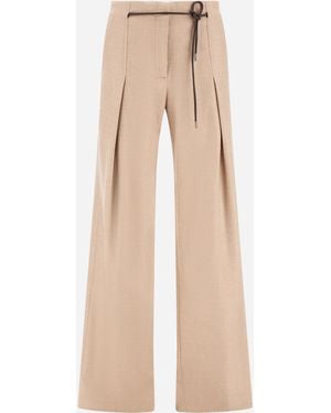 Herno Pantalones De Bi-stretch Lurex Wool - Natural