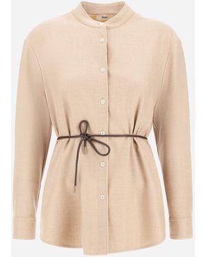 Herno Bi-Stretch Lurex Wool Shirt - Natural