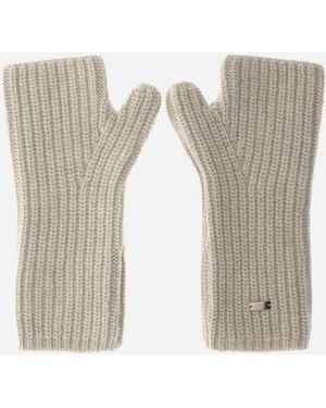 Herno Guantes De Cob Stitch Carded Wool - White