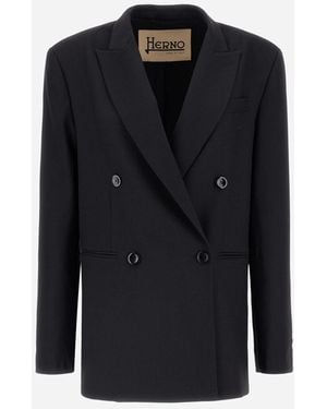 Herno BLAZER OVER IN FLUID WOOL - Blu
