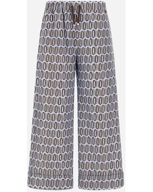 Herno Resort Cotton Rectangular Print Trousers - Grey
