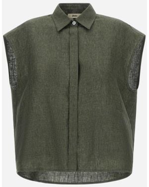 Herno Vest In New Linen - Green