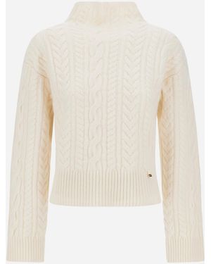 Herno Pullover Aus Wolle Mit Zopfmuster - Weiß