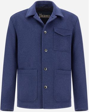 Herno Soft Recycled Wool Field Jacket - Blue